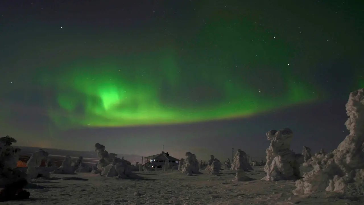 Green aurora in Levi, photo by Jouni Rajala