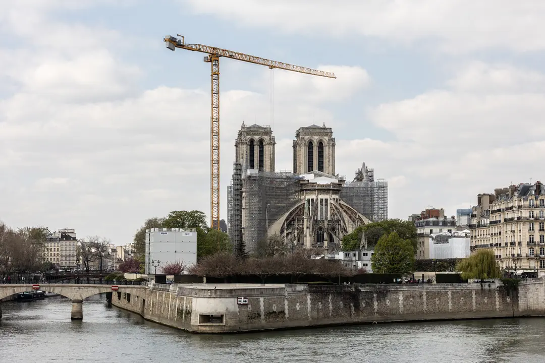 08 April 2021, France, Paris: A general view of the Notre-Dame de Paris Cathedral, almost two years since restoration work began to renovate the architectural marvel following the fire of 15 April 2019. Photo: Sadak Souici/Le Pictorium Agency via ZUMA/dpa