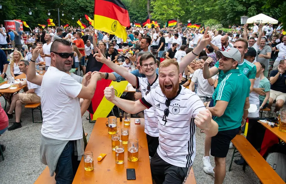 19 June 2021, Bavaria, Munich: Fans watch the UEFA EURO 2020 Group F soccer match between Portugal and Germany during a public screening. Photo: Sven Hoppe/dpa.
