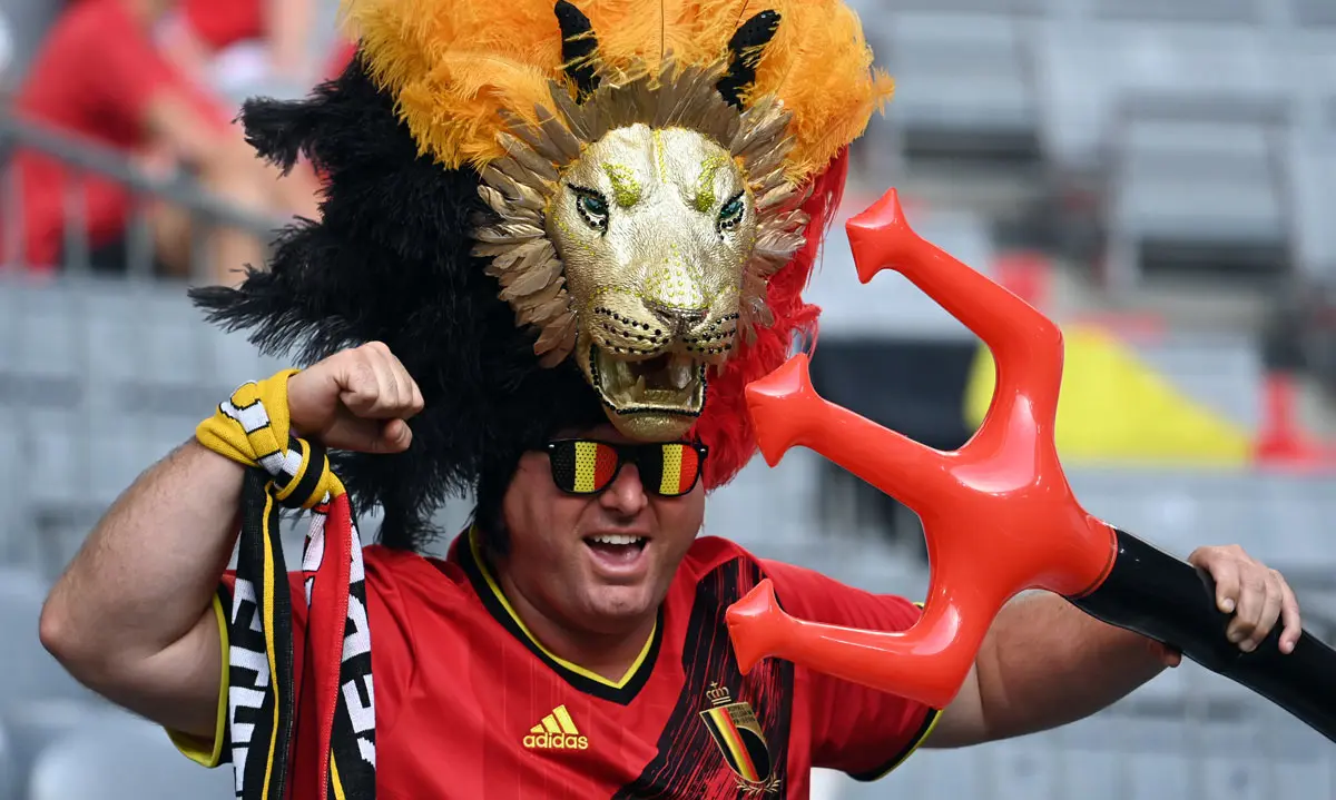 02 July 2021, Bavaria, Munich: A fan cheers in the stands ahead of the UEFA EURO 2020 quarter-final soccer match between Italy and Belgium at the Allianz Arena. Photo: Federico Gambarini/dpa