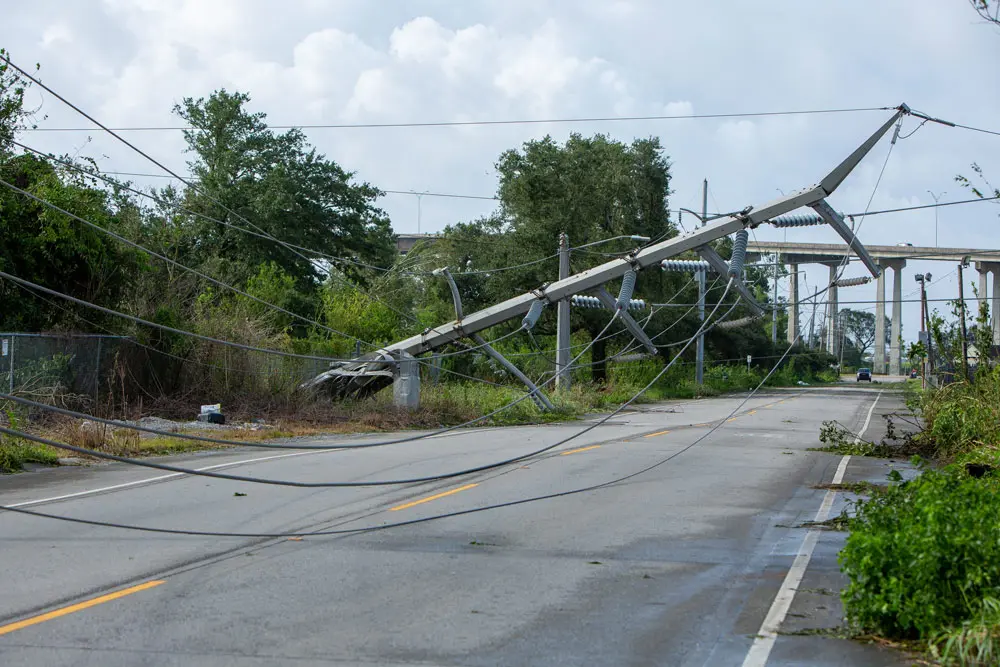 30 August 2021, US, New Orleans: Power lines are down after Hurricane Ida devastated the region in New Orleans. Photo: Jschwind/Entergy Corp. via ZUMA Press Wire Service/dpa