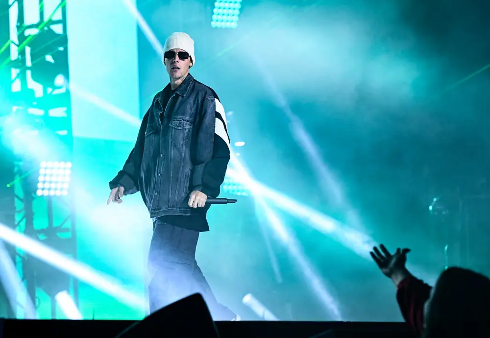 11 December 2021, United Kingdom, London: Canadian singer Justin Bieber performs on stage during Jingle Bell Ball Music Festival at London's O2 Arena. Photo: Matt Crossick/PA Wire/dpa.