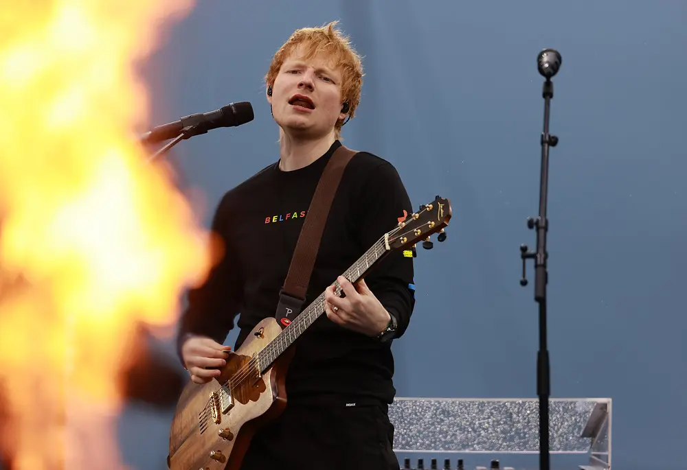 12 May 2022, United Kingdom, Belfast: English singer Ed Sheeran performs on stage during his concert at Boucher Road Playing Fields. Photo: Liam Mcburney/PA Wire/dpa