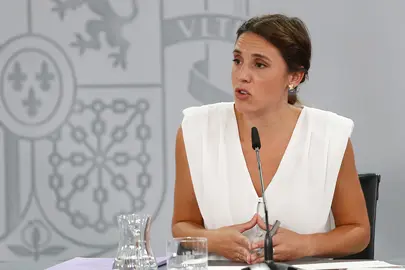 30/08/2022. The Spanish Minister of Equality Irene Montero speaks during a press conference after a meeting of the Council of Ministers. Photo: Alejandro Martínez Vélez/EUROPA PRESS/dpa.