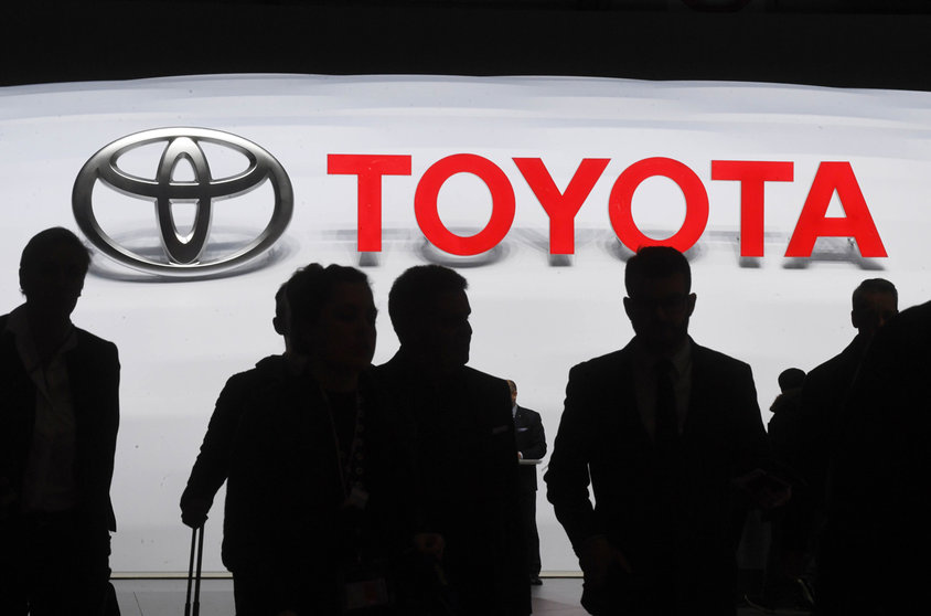 07 March 2018, Switzerland, Geneva: A logo of the car manufacturer Toyota at the 89th Geneva Motor Show. Toyota Motor forecasts its net profit for the current financial year will drop 64.1 per cent from the previous year to 730 billion yen (6.9 billion dollars) due to the fallout from the Coronavirus pandemic. Photo: Uli Deck/dpa