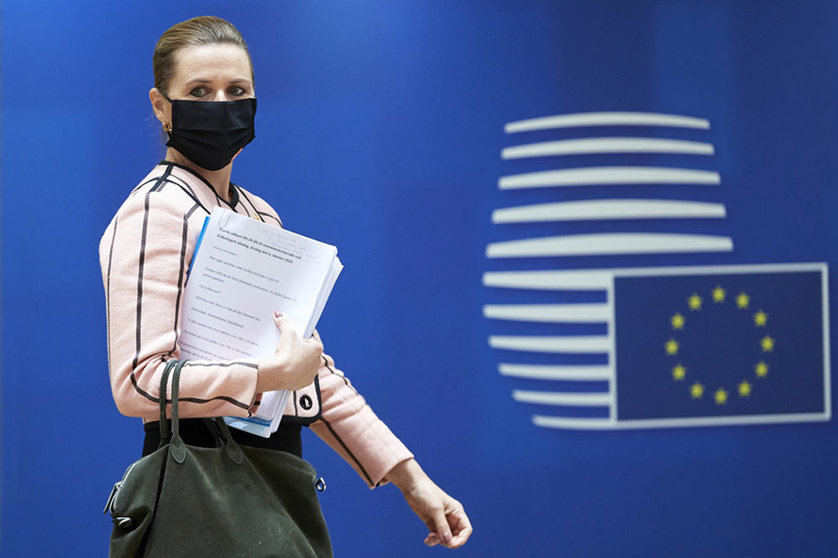 FILED - Danish Prime Minister Mette Frederiksen is among those self-isolating in her government. Here, she is seen arriving at an EU summit. Photo: Mario Salerno/European Council /dpa - ATTENTION: editorial use only and only if the credit mentioned above is referenced in full.