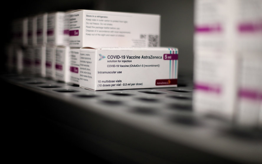 19 February 2021, Spain, Madrid: Several packages of AstraZeneca's COVID-19 vaccine stored at the Vaccination Centre of the Community of Madrid. Photo: Eduardo Parra/EUROPA PRESS/dpa