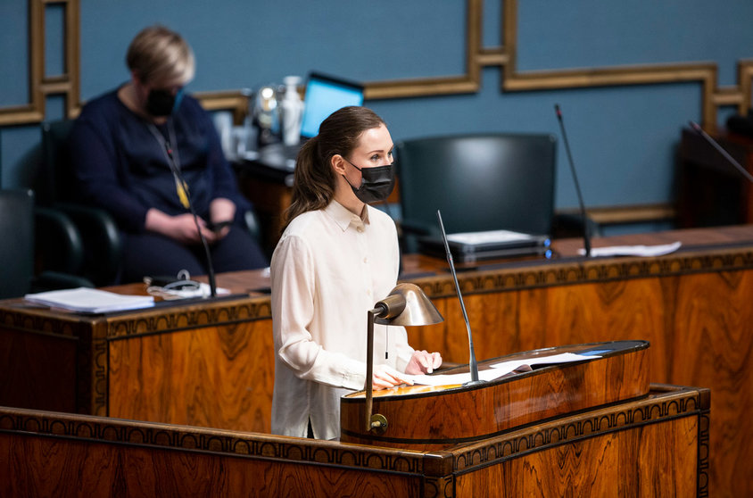 Prime Minister Sanna Marin, last week when she presented the bill to Parliament. Photo: Hanne Salonen/Eduskunta.