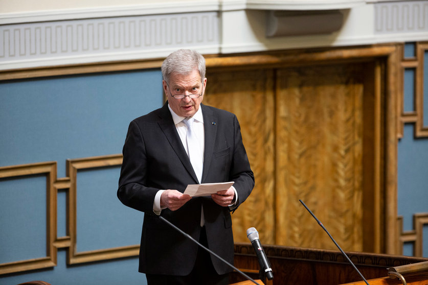 Finnish President Sauli Niinistö delivering a speech in Parliament. Photo: Hanne Salonen/Eduskunta/file photo.
