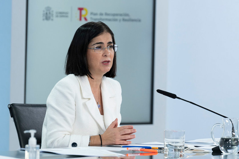 Minister of Health Carolina Darias speaks at a press conference after the meeting of the Council of Ministers. Photo: La Moncloa.