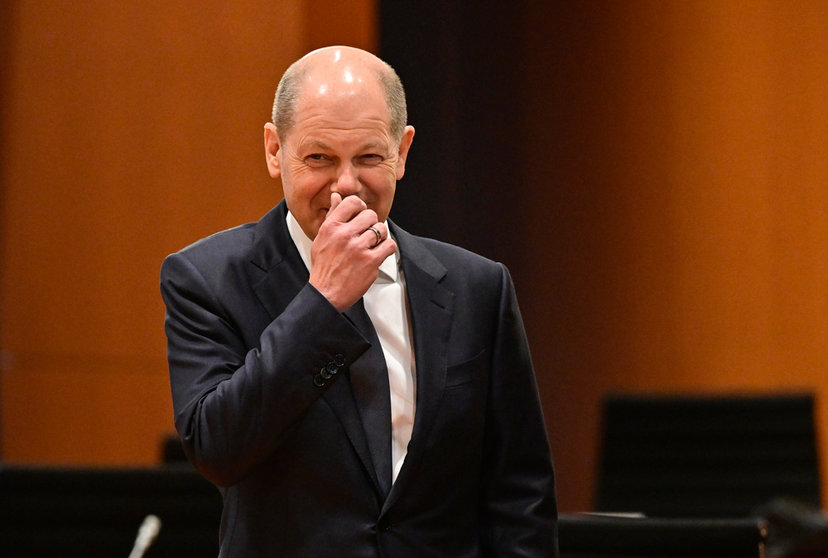 13 April 2022, Berlin: German Chancellor Olaf Scholz reacts ahead of the weekly German cabinet meeting at the Chancellor's Office. Photo: John Macdougall/AFP/POOL/dpa.