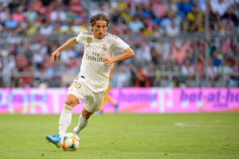 FILED - 30 July 2019, Munich: Real Madrid's Luka Modric in action during the Audi Cup semi-final soccer match between Real Madrid and Tottenham Hotspur at the Allianz Arena. Photo: Matthias Balk/dpa.