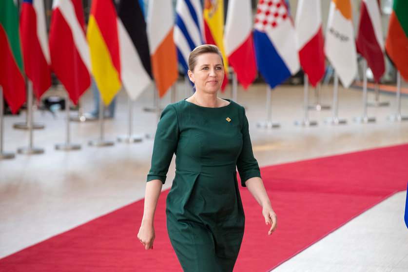 30 May 2022, Belgium, Brussels: Danish Prime Minister Mette Frederiksen arrives to attend a special meeting of the European Council at the European Union headquarters. Photo: Nicolas Maeterlinck/BELGA/dpa.