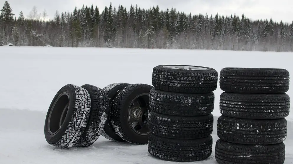 Winter tyres snow forest