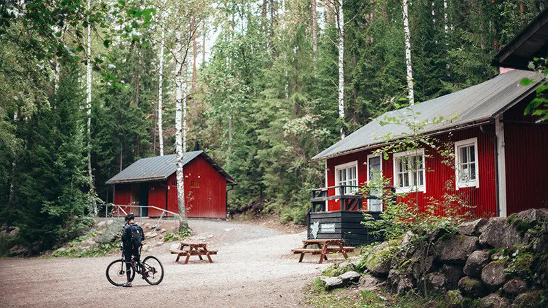 Red houses bike bycicle