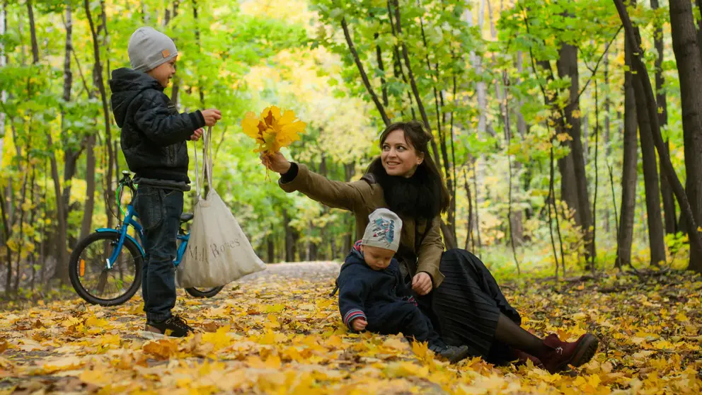 Autumn family children woman