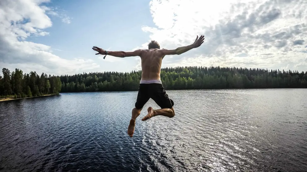 Swim jump summer lake by Tommaso Fornoni