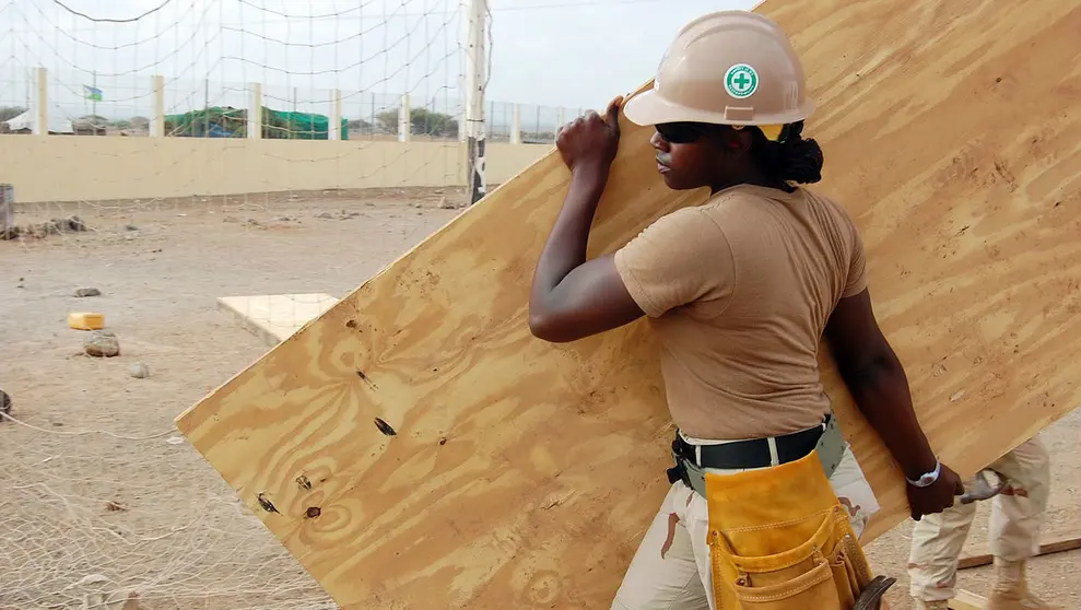 Construction woman worker black