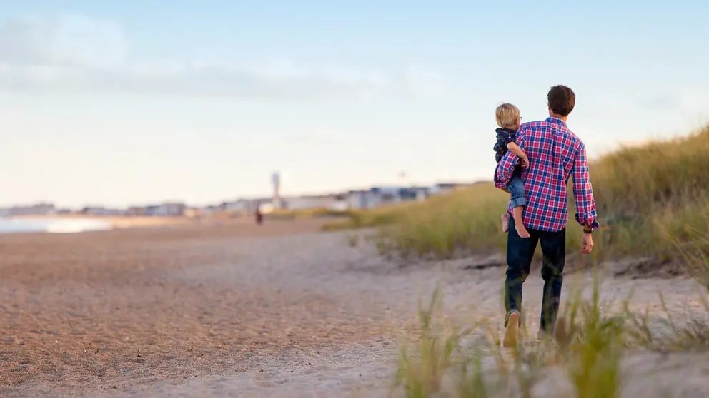 Man-father-child-son-family-beach-coast