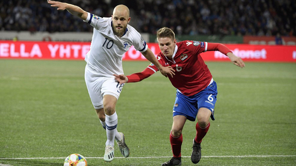 football Pukki-and-Malin-vie-for-possession-by-UEFAcom

Norwich City striker Teemu Pukki (L) is Finland's star. Photo: UEFAcom/file photo.