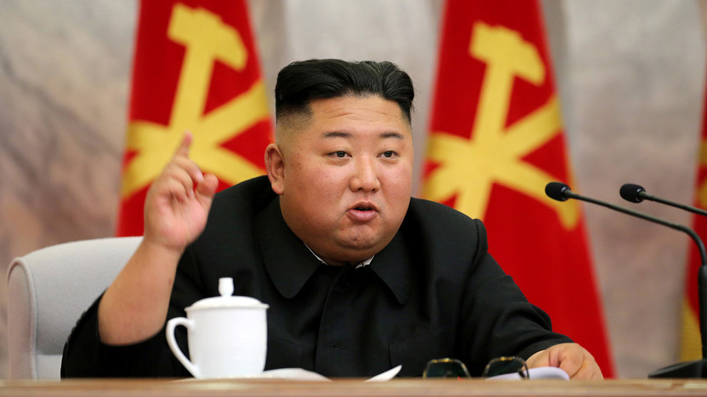 North Korean leader Kim Jong Un speaks during the conference of the Central Military Committee of the Workers&#39; Party of Korea in this image released by North Korea&#39;s Korean Central News Agency (KCNA) on May 23, 2020. KCNA via REUTERS