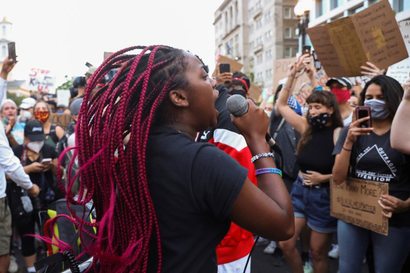 Demonstrators take part in a protest against the death in Minneapolis police custody of George Floyd, near the White House in Washington, U.S., June 3, 2020. REUTERS/Jonathan Ernst