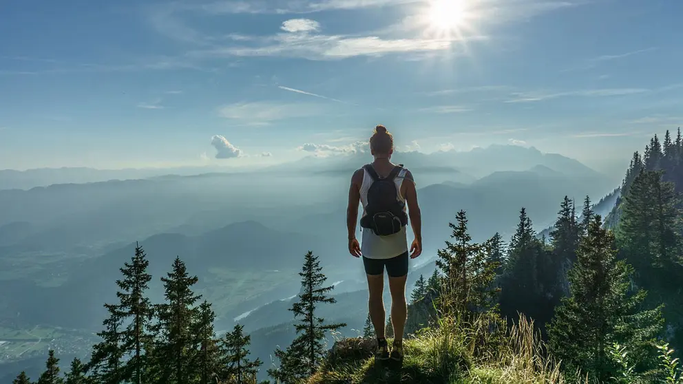 Hiker-excursion-mountain-forest