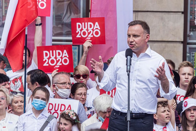 Polish President and presidential candidate of the Law and Justice (PiS) Andrzej Duda attends an election rally after the first round of presidential elections. Photo: Krzysztof Kaniewski/ZUMA Wire/dpa