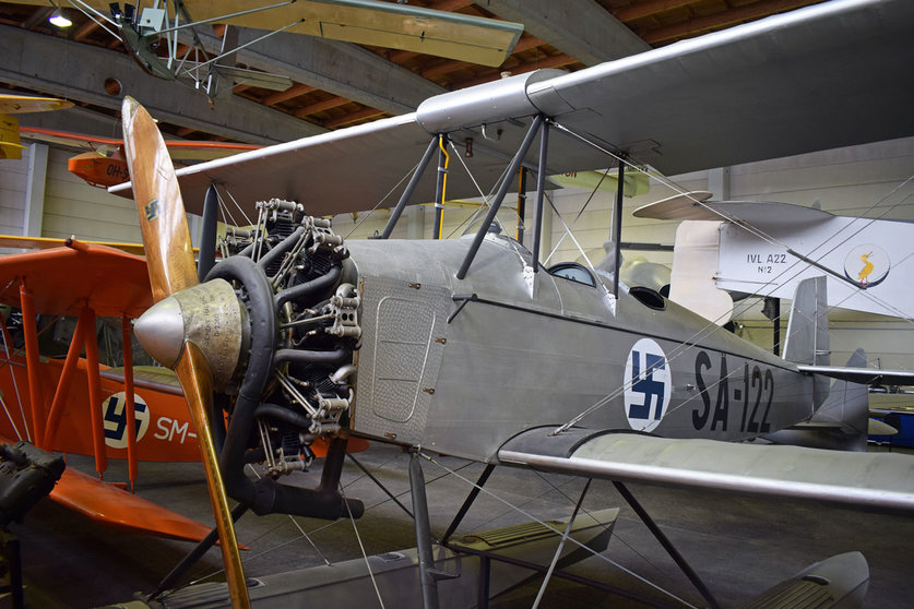 Finnish aircraft with the swastika at the Finnish aviation museum (Aviapolis), in Vantaa. Photo: Pablo Morilla.