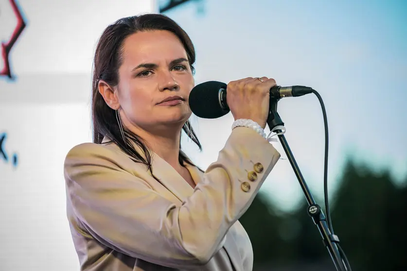 30 July 2020, Belarus, Minsk: Presidential candidate Svetlana Tikhanovskaya attends a campaign rally ahead of The presidential election in Belarus which is scheduled on 09 August 2020. Photo: Celestino Arce Lavin/dpa.