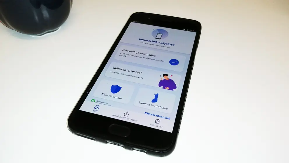 The coronavirus tracing app Koronavilkku. Photo: Foreigner.fi.