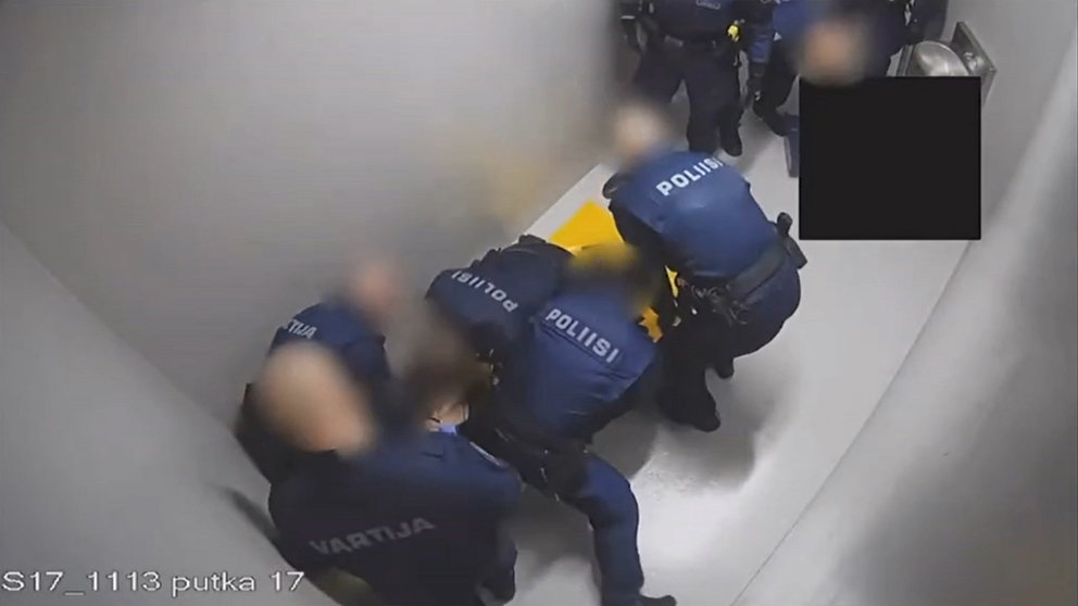 Image: screenshot of the video showing the incident inside Lahti police station.