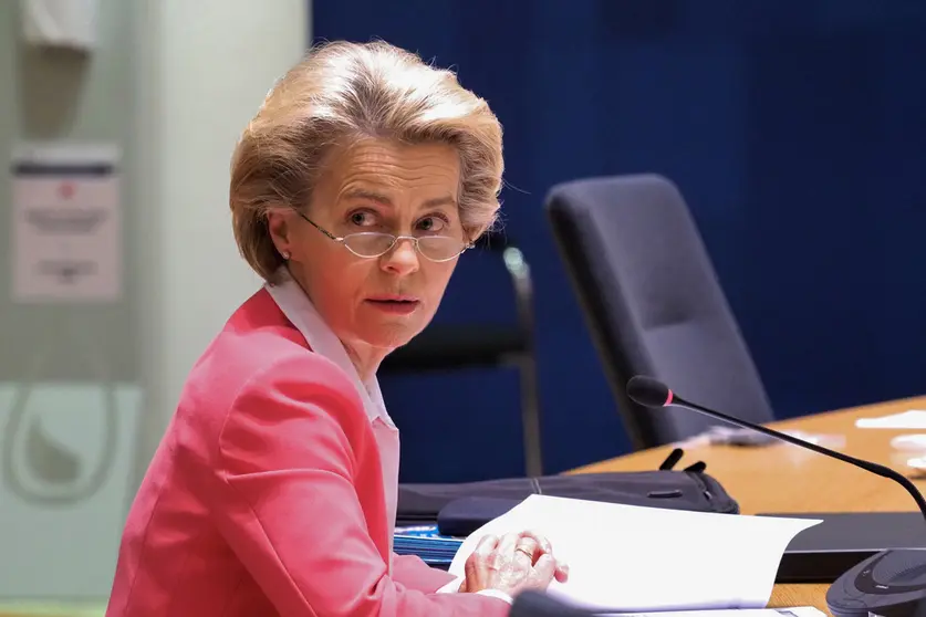 FILED - 02 October 2020, Belgium, Brussels: European Commission President Ursula von der Leyen attends the second day of the EU summit. EU Commission President Ursula von der Leyen has entered self-quarantine after recently coming into contact with a person with Covid-19, she wrote on Twitter on Monday. Photo: Chr.Dogas/European Council.