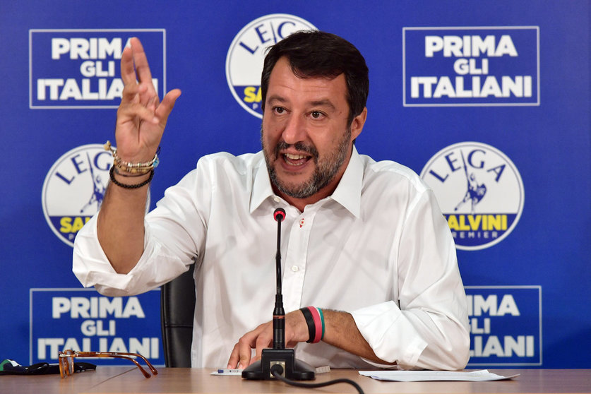 21 September 2020, Italy, Milan: Matteo Salvini, Federal Secretary of the Lega Nord right-wing party, speaks during a press conference after the announcement of the results of the 2020 Italian regional elections. Salvini failed to conquer Tuscany, the biggest prize in Italy&#39;s regional polls, according to early projections on Monday. Photo: Gian Mattia D&#39;alberto/dpa.