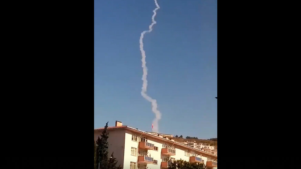 A column on smoke in Sinop. Image: screenshot from the footage shown by pro-government news site A Haber.