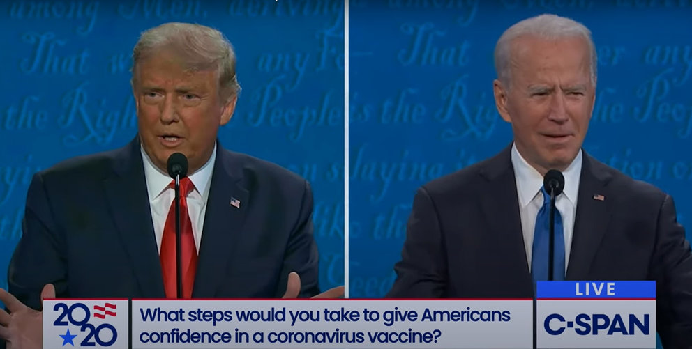 A moment of the debate between Donald Trump and Joe Biden. Image: screenshot from YouTube/C-SPAN.
