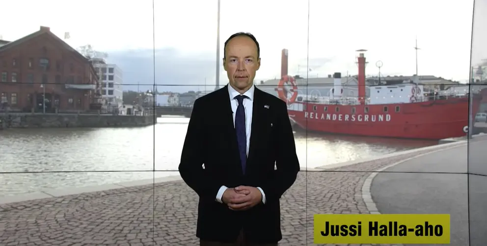 Image: Screenshot of Halla-aho&#39;s YouTube video.