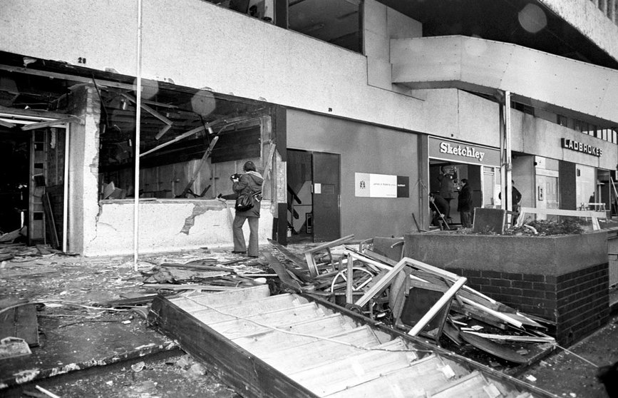 FILED - 22 November 1974, England, Birmingham: A general view of the aftermath of the bombs explosion that devastated the Mulberry Bush pub. British police have arrested a man in connection with the deaths of 21 people in the 1974 pub bombings. Photo: -/PA Wire/dpa.