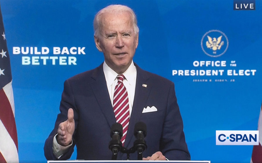 November 16, 2020 - Wilmington, Delaware, USA. - Video grab of C-SPAN's coverage of President-elect JOE BIDEN delivering remarks about the American economy.(Credit Image: © C-Span/ZUMA Wire Photo: C-Span/ZUMA Wire/dpa