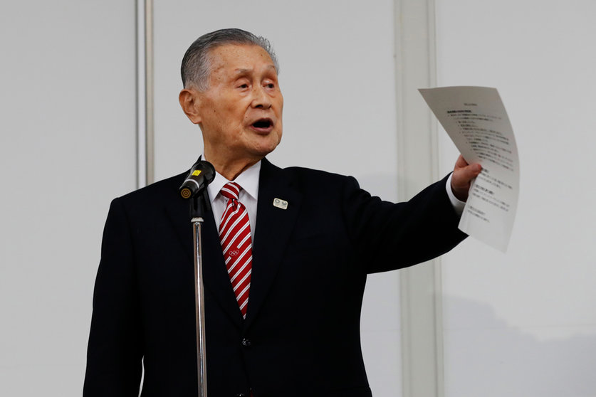04 February 2021, Japan, Tokyo: President of Tokyo 2020 Olympic organizing committee Yoshiro Mori speaks during a press conference after he was harshly criticized for his sexist remarks. Photo: Pool/ZUMA Wire/dpa