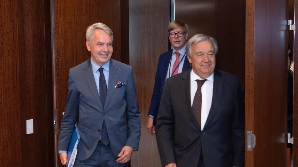 Minister for Foreign Affairs Pekka Haavisto and UN Secretary-General Antonio Guterres. Photo: @Haavisto/Twitter.