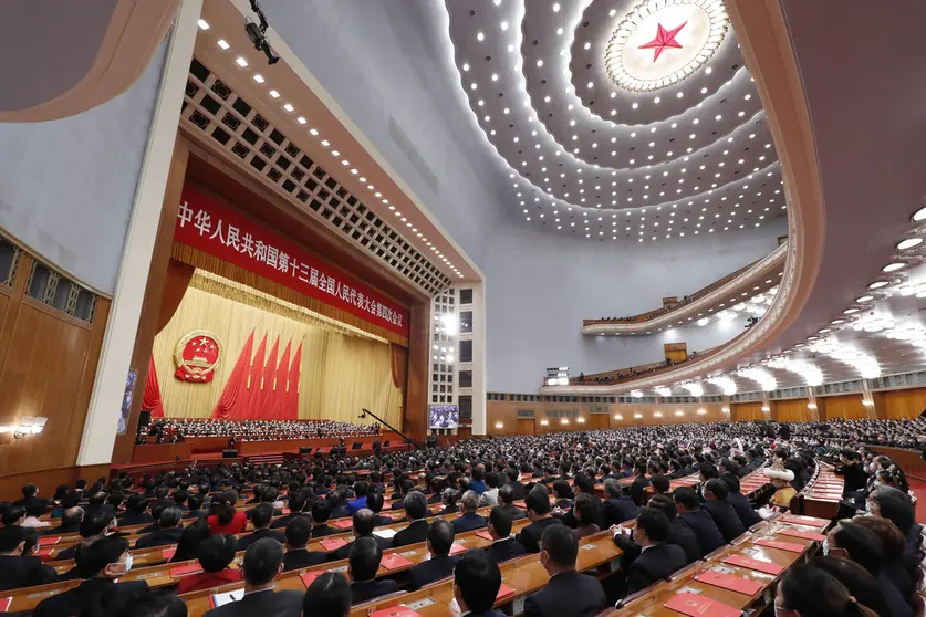 11 March 2021, China, Beijing: Deputies attend the closing meeting of the 4th session of the 13th National People's Congress at the Great Hall of the People. Photo: -/TPG via ZUMA Press/dpa