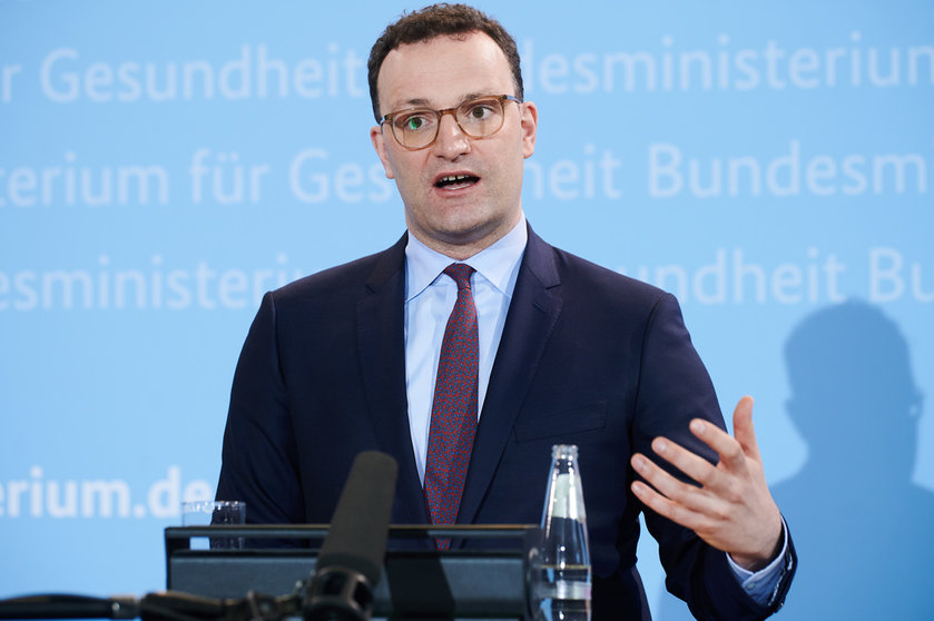 18 March 2021, Berlin: Health Minister Jens Spahn speaks at the press conference on the decision of the European Medicines Agency (EMA) on the Astrazeneca vaccine. The initially suspended Astrazeneca's Corona vaccinations are to be resumed in Germany - but with a new warning. Photo: Annette Riedl/dpa