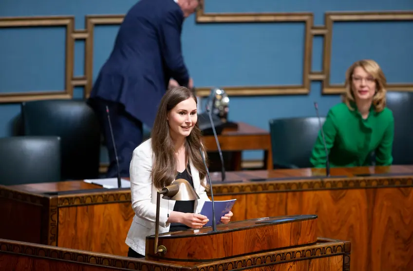 Prime Minister Sanna Marin, addressing Parliament. Photo: Hanne Salonen/Eduskunta.