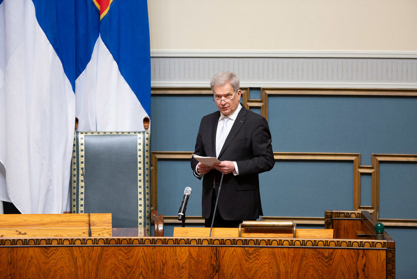 Finnish President Sauli Niinistö delivering a speech in Parliament. Photo: Hanne Salonen/Eduskunta.