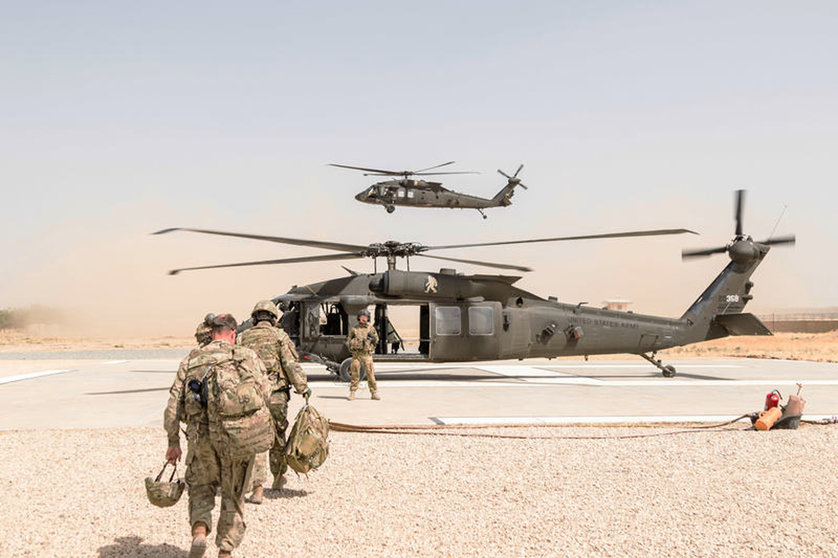 FILED - US soldiers prepare to depart from Kunduz, Afghanistan, by helicopter in 2017. President Joe Biden wants to withdraw US troops from Afghanistan by September 11, the 20th anniversary of the 9/11 attacks, a senior administration official said on Tuesday. Photo: Brian Harris/Planet Pix/ZUMA/dpa.