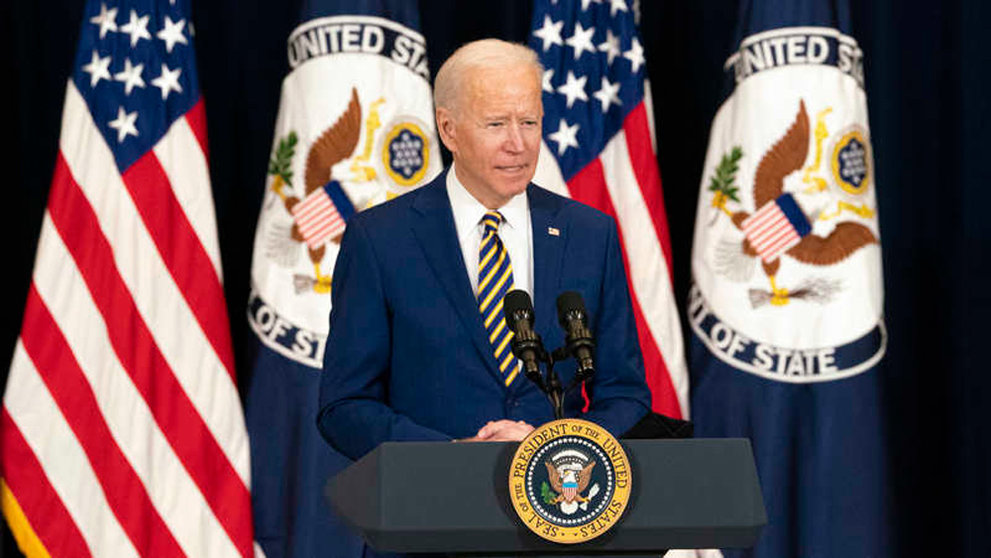FILED - US President Joe Biden here delivers remarks in his first major address on foreign policy during a press conference at the Department of State Harry S. Truman Building. Photo: Freddie Everett/State Department/Planet Pix via ZUMA Wire/dpa
