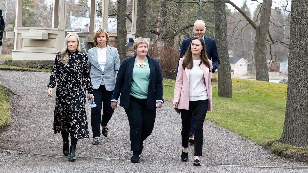 The leaders of the 5 parties of the government coalition. Photo: Lauri Heikkinen/Vnk.