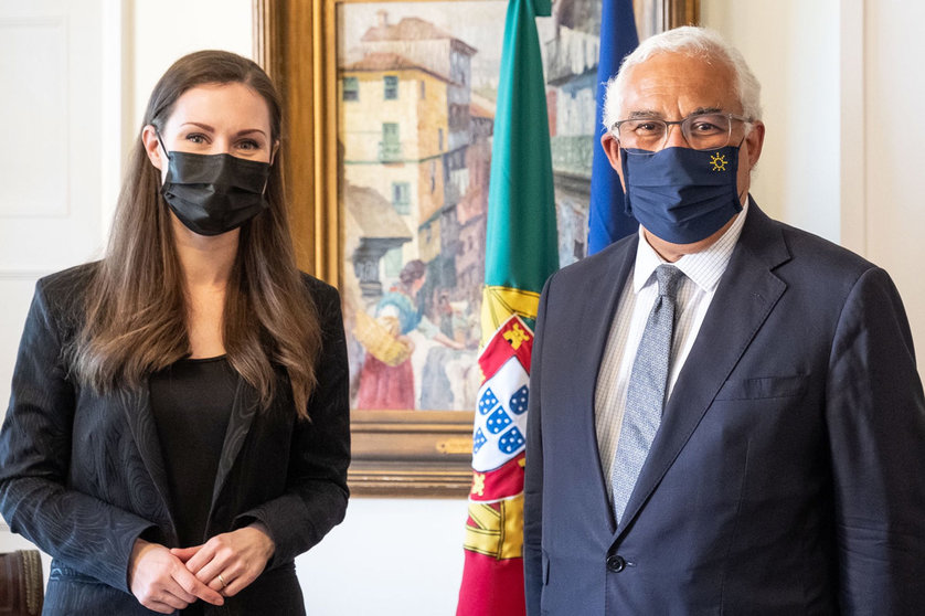Prime Minister Sanna Marin (L) met with Portuguese Prime Minister Antonio Costa. Photo: Clara-Azevedo, Portugal Government.