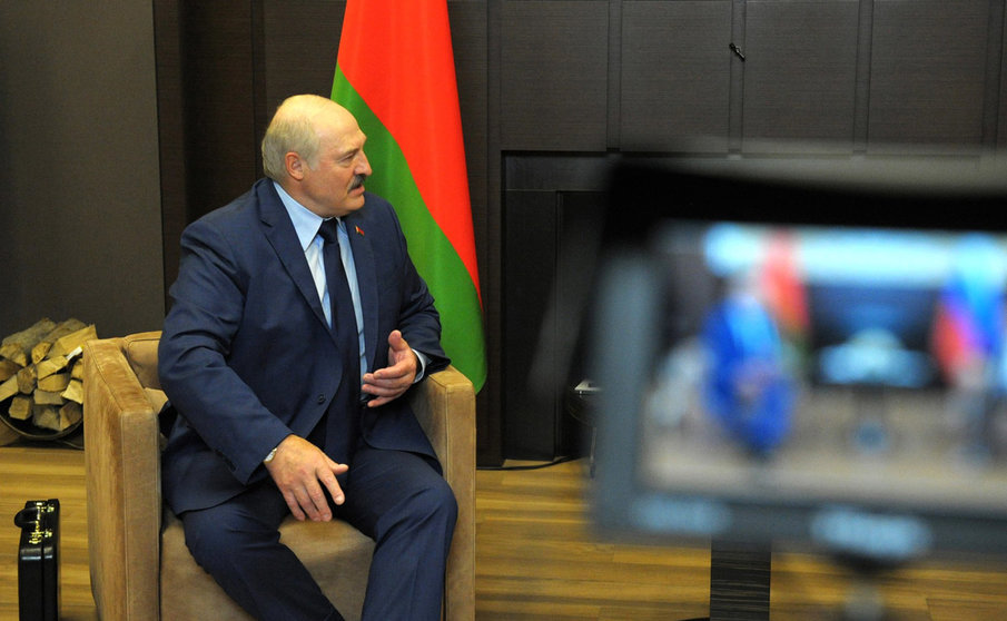 HANDOUT - 28 May 2021, Russia, Sochi: Belarusian President Alexander Lukashenko is pictured during a meeting with Russian President Vladimir Putin (not pictured) in Sochi. Photo: -/Kremlin/dpa - ATTENTION: editorial use only and only if the credit mentioned above is referenced in full